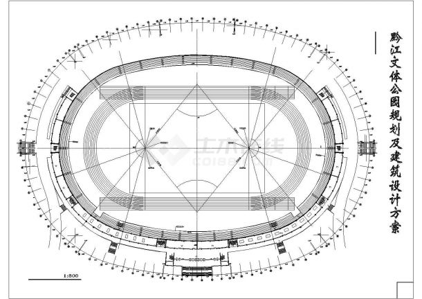 某圆形建筑规划及设计方案cad施工图-图二