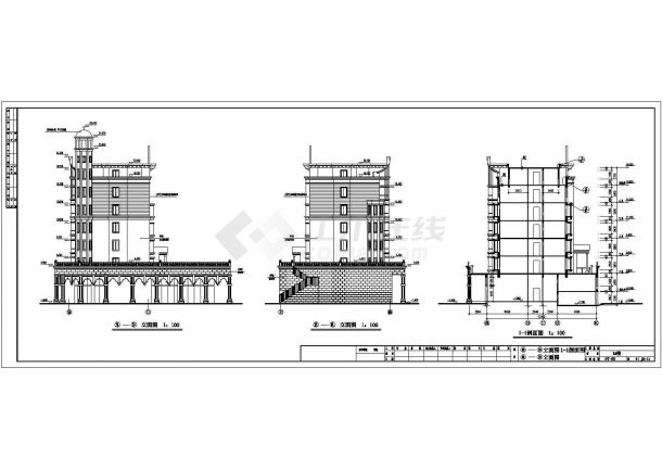 新疆六层框架欧式建筑住宅施工图纸-图二