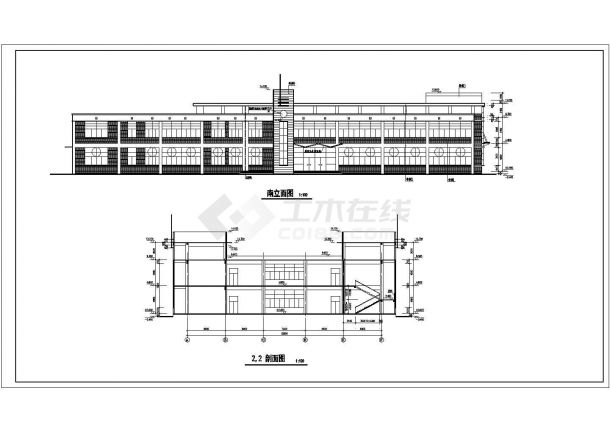 某地两层框架结构高校食堂建筑设计施工图纸-图一