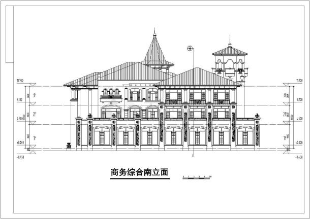 某地三层框架结构地中海风格售楼处建筑设计施工图-图一