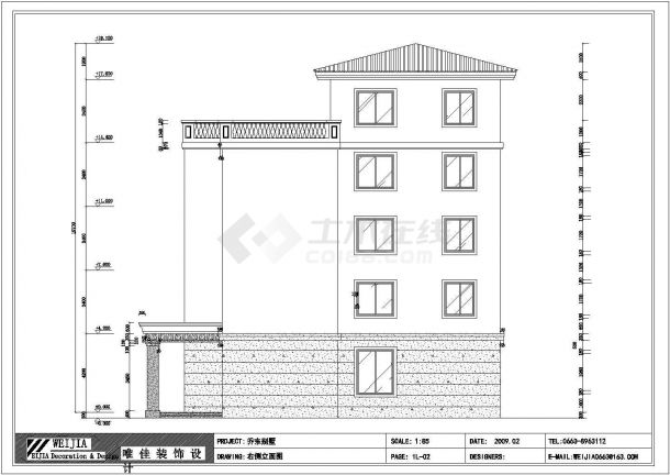 某地五层框架结构别墅建筑设计方案图-图二