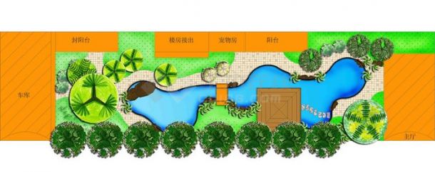 小庭院绿化设计彩色平面图-图一