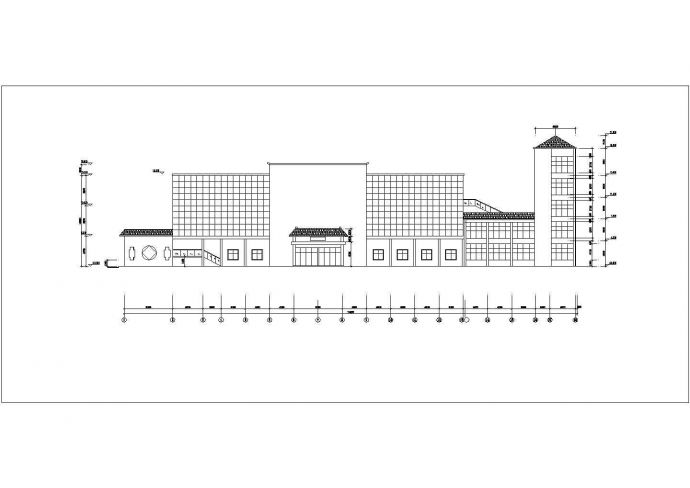 江西三层框架结构餐饮楼建筑设计方案图_图1