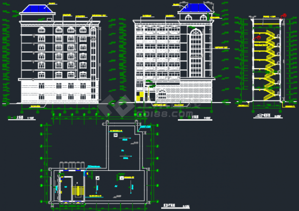 八层个人小宾馆建筑设计CAD图-图一
