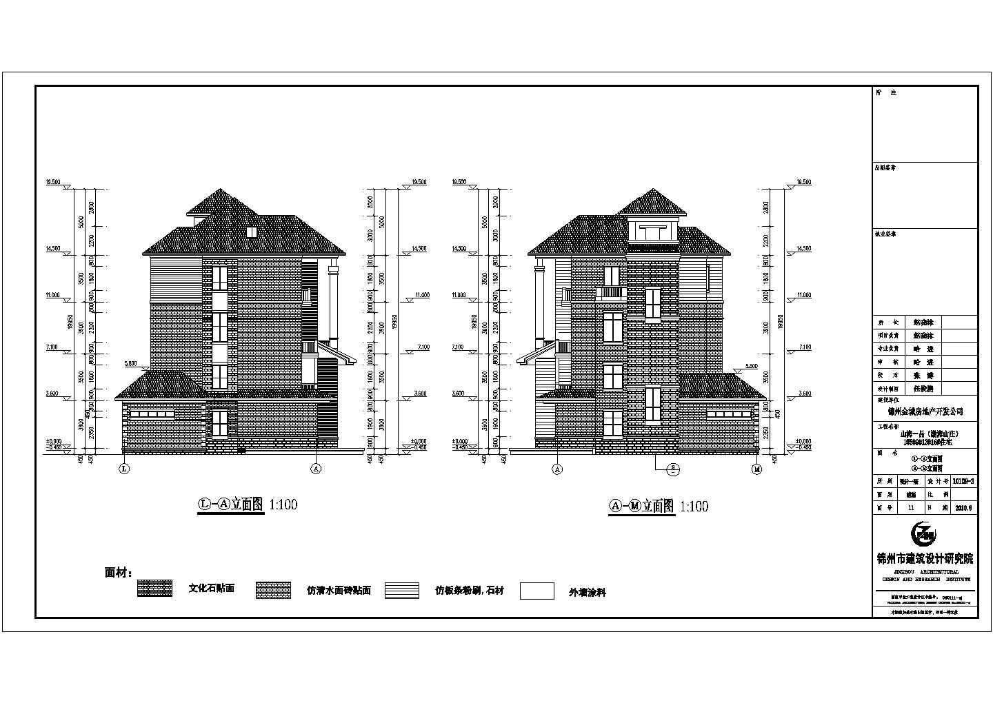 锦州市某地四层框架结构别墅建筑设计施工图纸