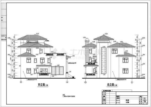 某地三层框架结构豪华别墅建筑设计施工图纸-图二