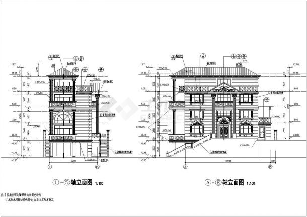 金湖山庄E5别墅建筑设计CAD施工图-图一