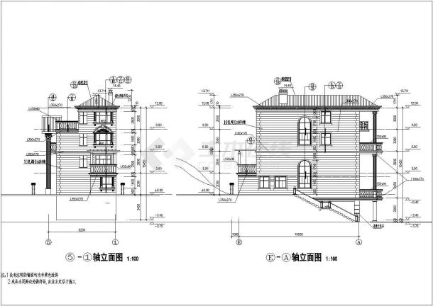 金湖山庄E5别墅建筑设计CAD施工图-图二