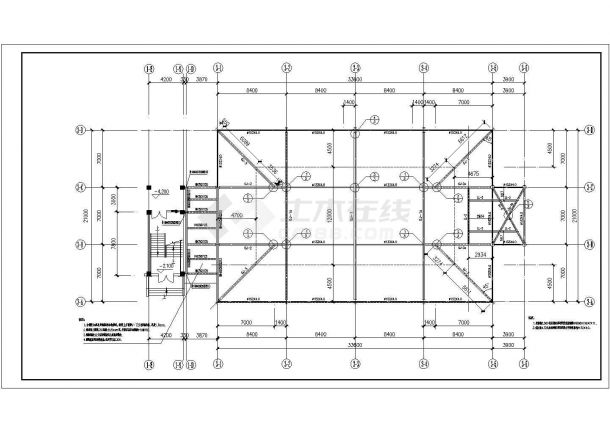 某地区钢结构体育馆结构设计施工图-图一
