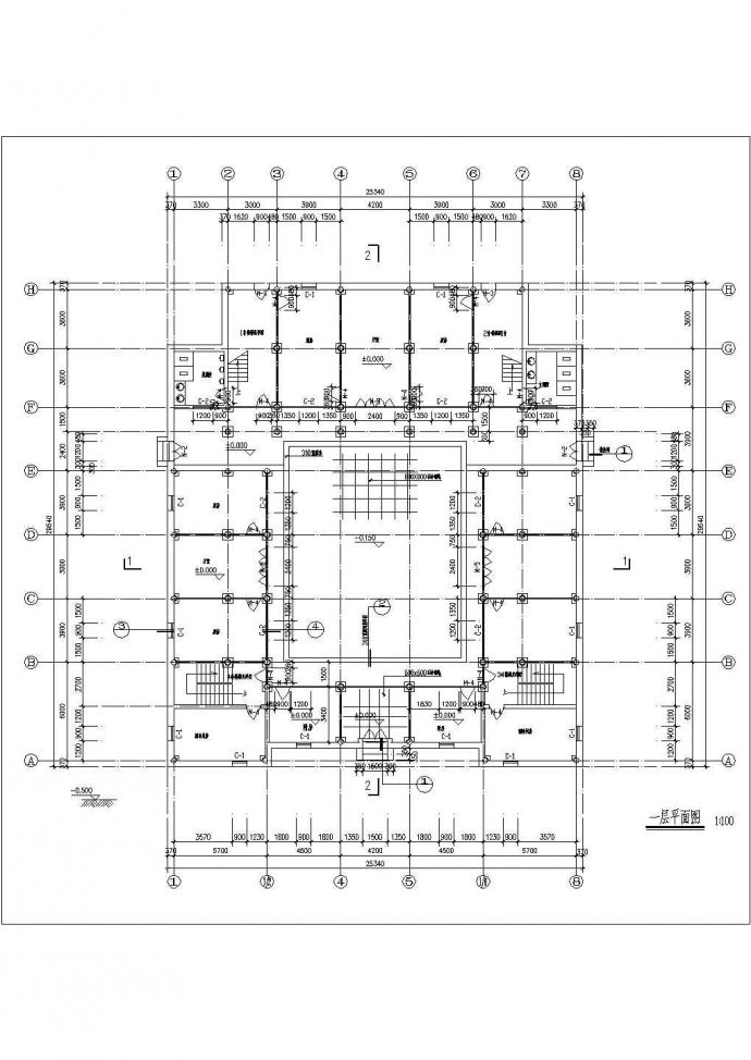 某地区仿古建筑设计方案施工CAD图_图1