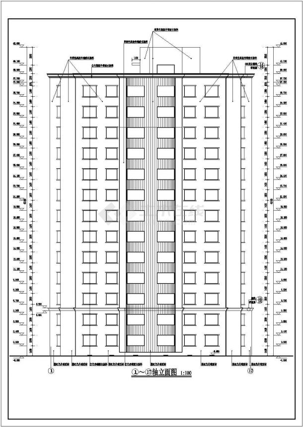 新疆某地13层剪力墙结构小高层住宅建筑设计施工图纸-图一
