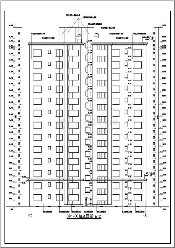 新疆某地13层剪力墙结构小高层住宅建筑设计施工图纸-图二