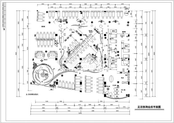 比较详细且精美足浴城平面设计图纸-图一