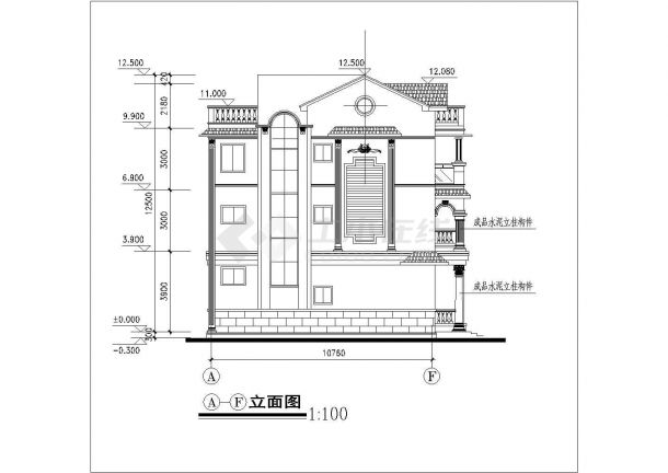 某地区精巧型别墅建筑设计CAD施工图纸-图二
