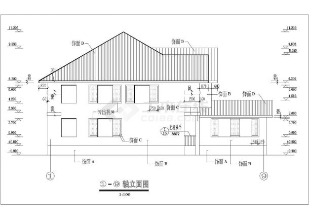 某风景区内别墅建筑设计CAD全套施工图-图二