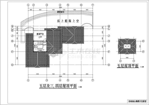 某地区5层框架结构别墅设计方案图纸-图二