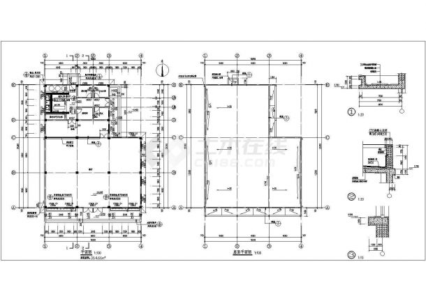 某一层框架结构小型食堂建筑施工图纸-图二