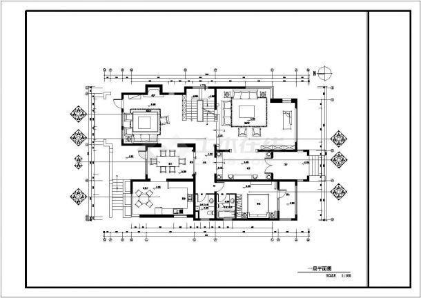 某地现代风格二层别墅装修设计施工图-图二
