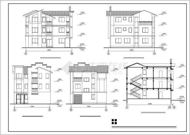 某农村两层小型别墅建筑方案设计图-图二