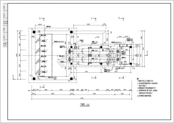 某污水处理厂粗格栅及进水泵房结构设计施工图-图一