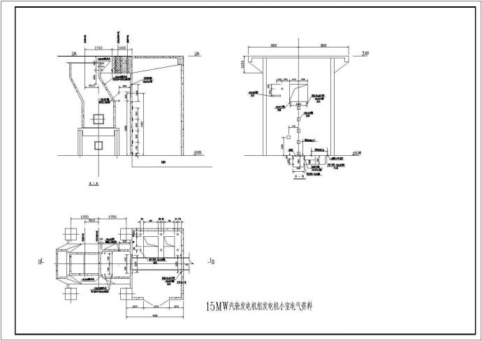 某地区发电机小室安装土建设计CAD图_图1