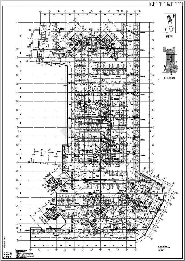 深圳市地下2层框架剪力墙结构地下车库建筑施工图纸-图一