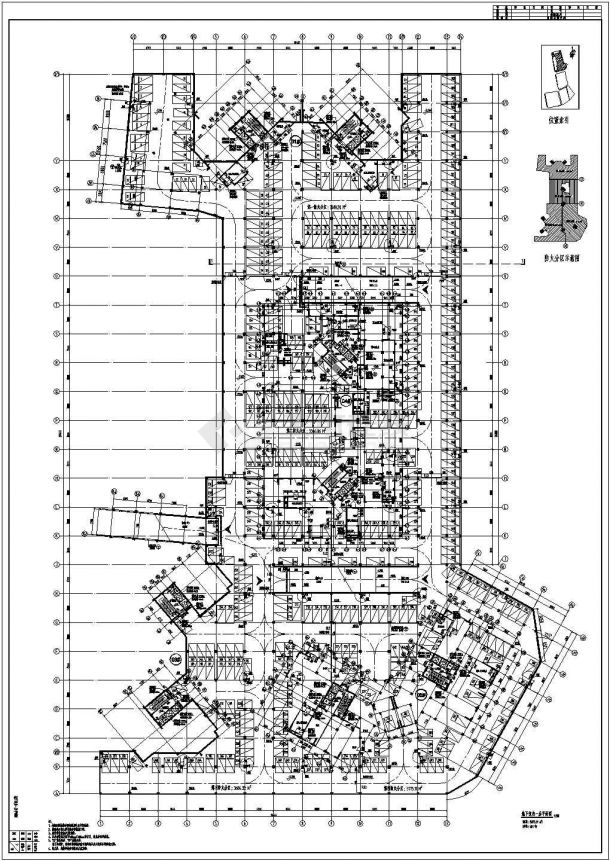 深圳市地下2层框架剪力墙结构地下车库建筑施工图纸-图二