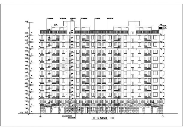 杭州11层框架剪力墙结构商住楼方案设计图-图一