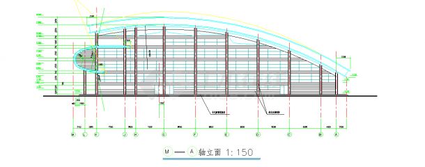 某地区大学风雨操场建筑设计施工图纸-图二