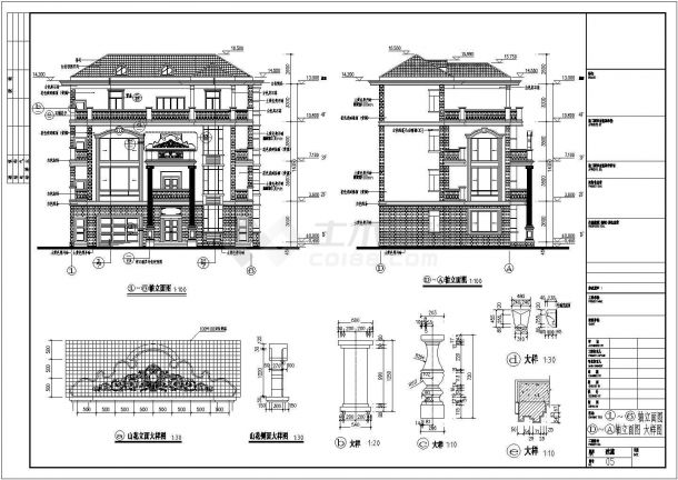 某地4层欧式风格别墅建筑设计施工图-图二