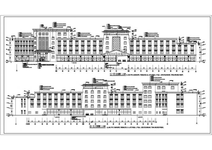 香格里拉某5层框架结构酒店建筑方案_图1