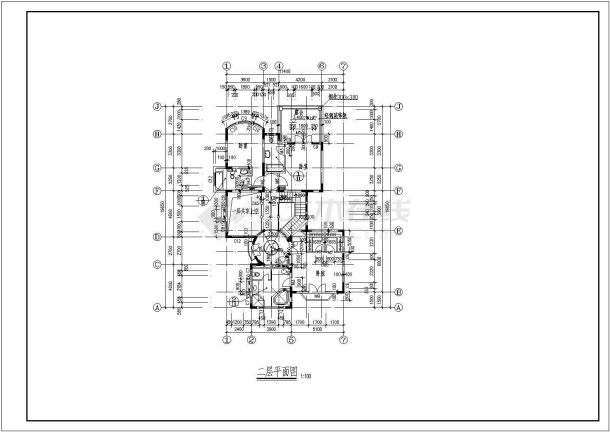 某地两层框架结构独体别墅建筑设计施工图-图二