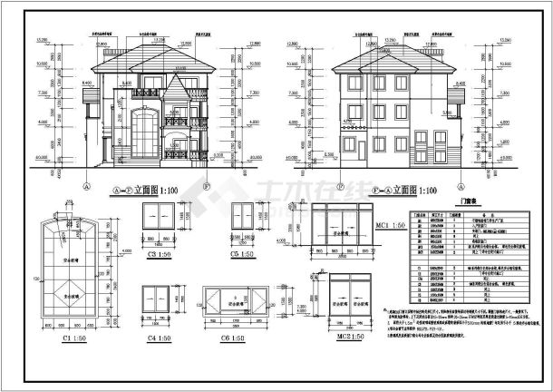 全套别墅建筑施工设计方案CAD平立面图-图二