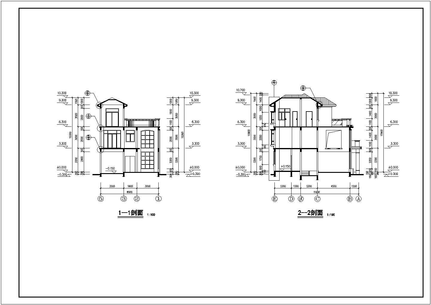 某三层别墅设计CAD建筑施工方案图纸