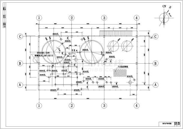 某地区钢结构平台（钢结构+花纹钢板）结构图-图二