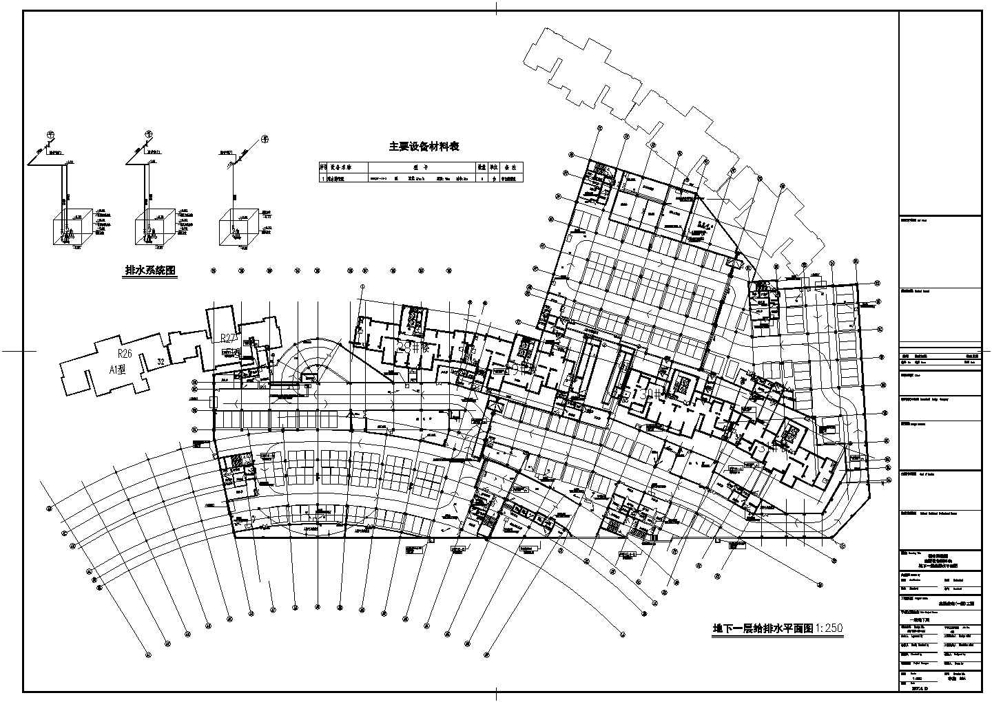 某高层框架结构地下人防工程给排水设计图例