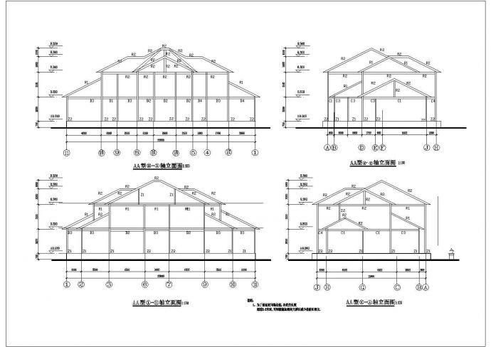 某地2层钢框架结构别墅部分结构施工图_图1