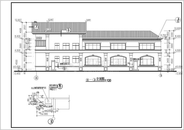 某市2层混凝土框架结构会所建筑施工图-图二