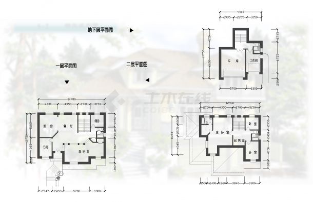 比较齐全的12套经典别墅建筑风格图（标注详细）-图二