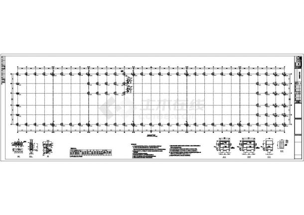 某地42米大跨度厂房结构图(屋顶网架)-图二