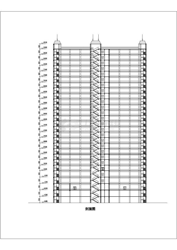 某地二十五层框剪结构高层写字楼建筑方案图-图一