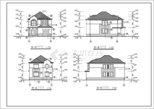  Architectural design drawing of a two-story single family villa with sloping roof - Figure 1