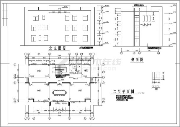 某地3层框架结构办公楼建筑施工图-图一