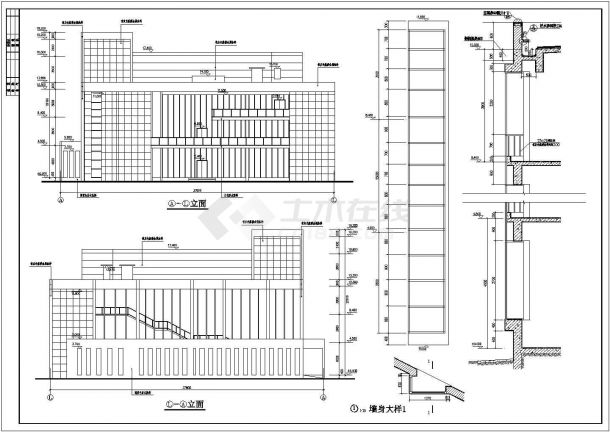 某公司三层框架结构综合办公楼建筑设计施工图-图二