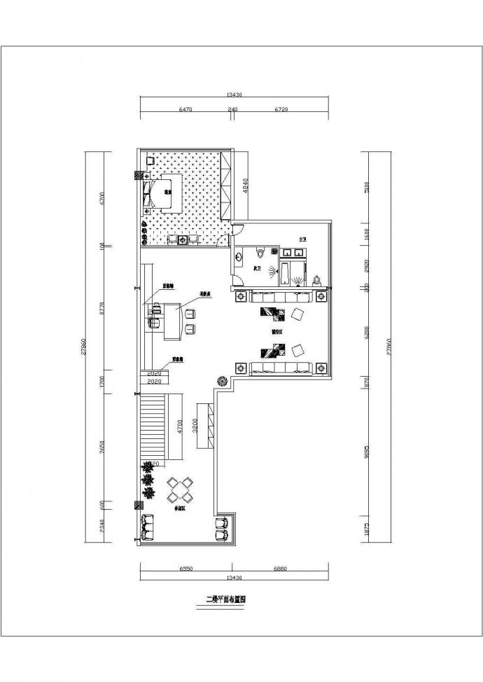西安某公司二层办公楼工装全套设计施工图纸_图1