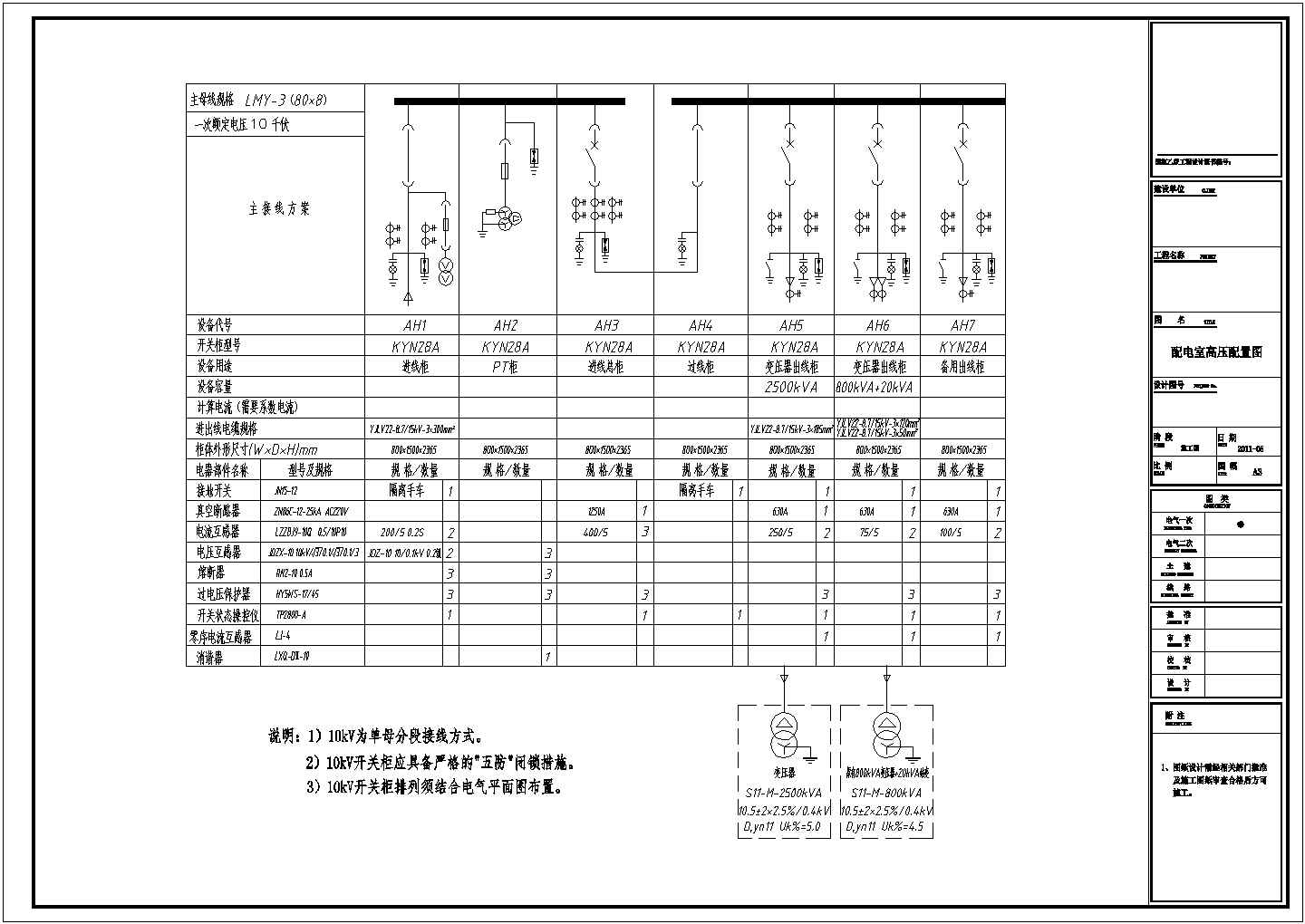 某地某工厂配电室高低压设备电气设计cad详图