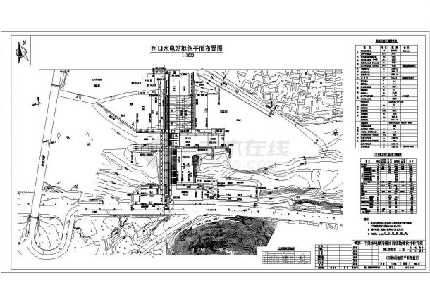 河口水电站枢纽平面布置设计招标图-图一