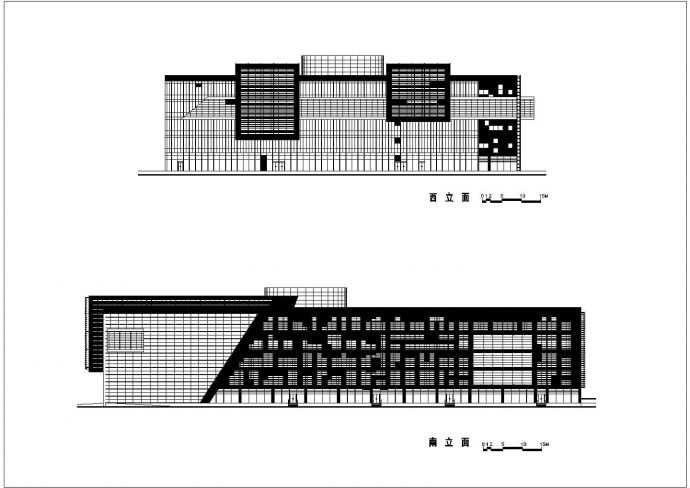 东莞某框架四层图书馆建筑方案设计图_图1