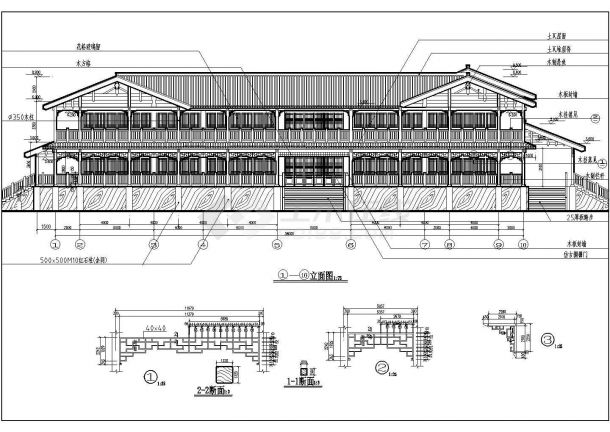 某影视城两层仿宋式朱贵洒楼建筑设计方案图-图二