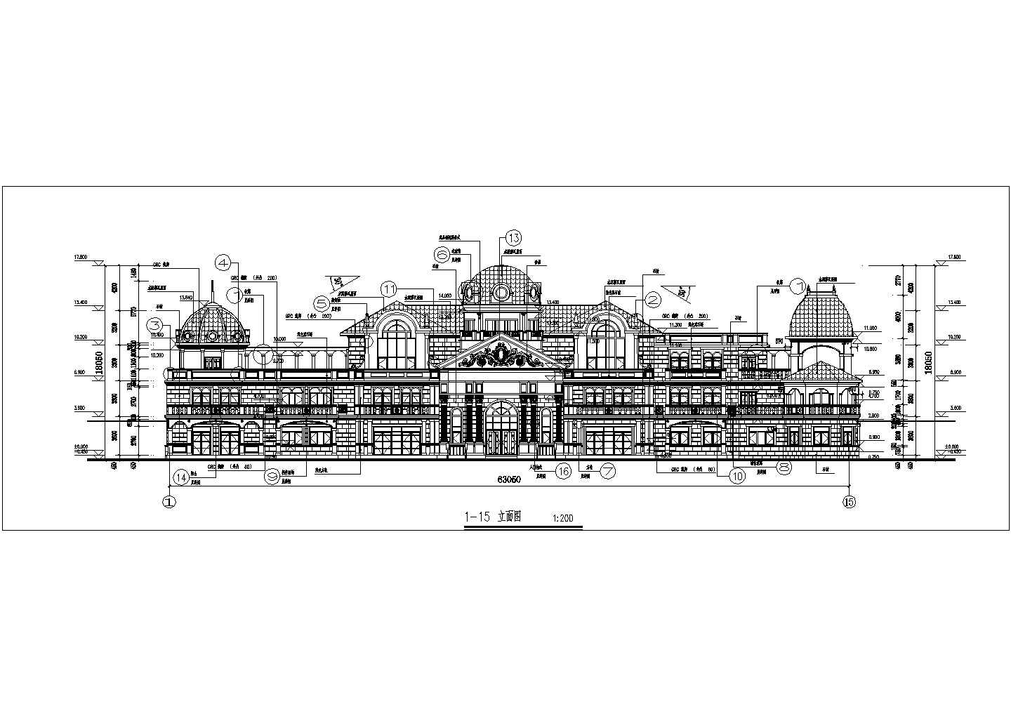 某地区顶级豪华庄园式别墅建筑cad施工设计方案图